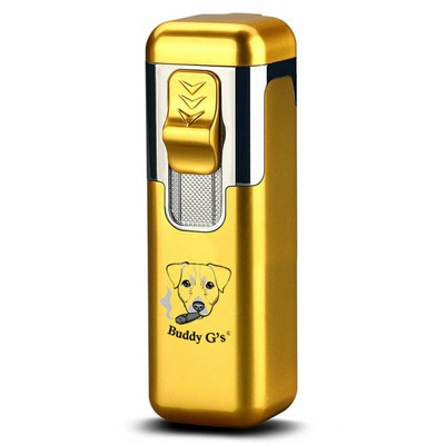 Shiny Metal Windproof 4 Burner Refillable Butane Jet Torch Gold