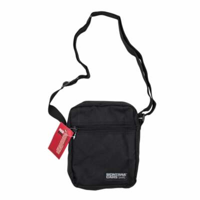 MONTANA CANS Redbag - Black Logo Zipped Strap Pouch - Red Lining - 15x20x3.5cm