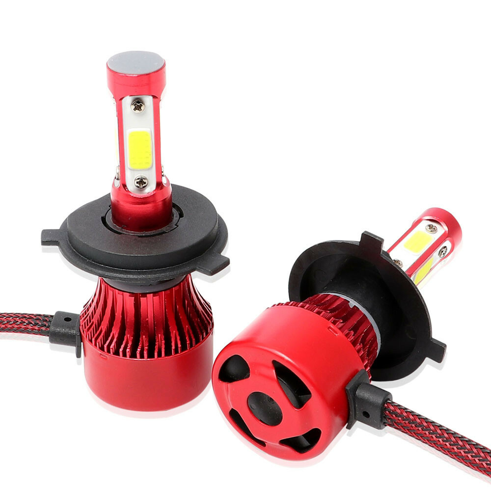 pair 4-sides H4 HB2 9003 LED Headlight Kit 240W 6000K 36000LM Hi/low Beam Bulbs