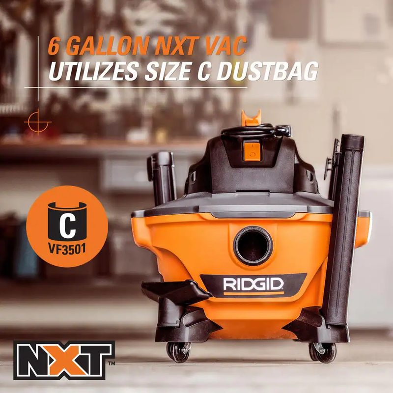 RIDGID 6 Gal. 3.5-Peak HP NXT Wet/Dry Shop Vacuum with Filter, Hose Accessories