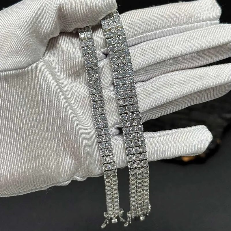 Nuoya 3MM Double Row Cubic Zirconia Tennis Bracelet Silver Gold Color
