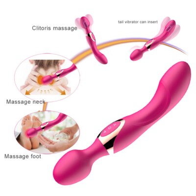 10 Modes Double Head Massager Wand Wireless Vibrator-Vibrating-Massager USB Mute