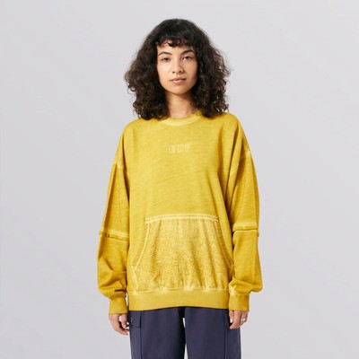 

HUF Wmns Distress Double Sleeve Wash Crewneck Women gold, Желтый