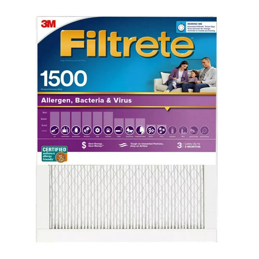 (4 Pack) Filtrete 20x25x1, AC Furnace Air Filter, MPR 1500, 