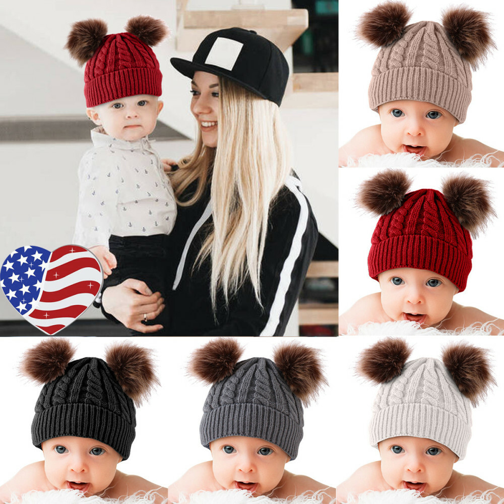 Newborn Kids Baby Boy Girl Pom Hat Soft Warm Crochet Knit Bobble Beanie Cap Usa Ebay