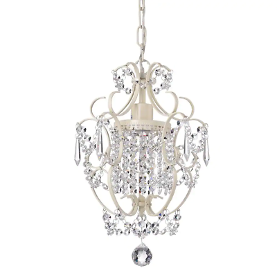 Mini Chandelier Crsytal Antique White with Clear Glass Ceiling Light Fixture