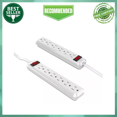 6-Outlet Power Strip with 4 Ft. Cord Right Angle Plug (2-Pack), Polypropylene