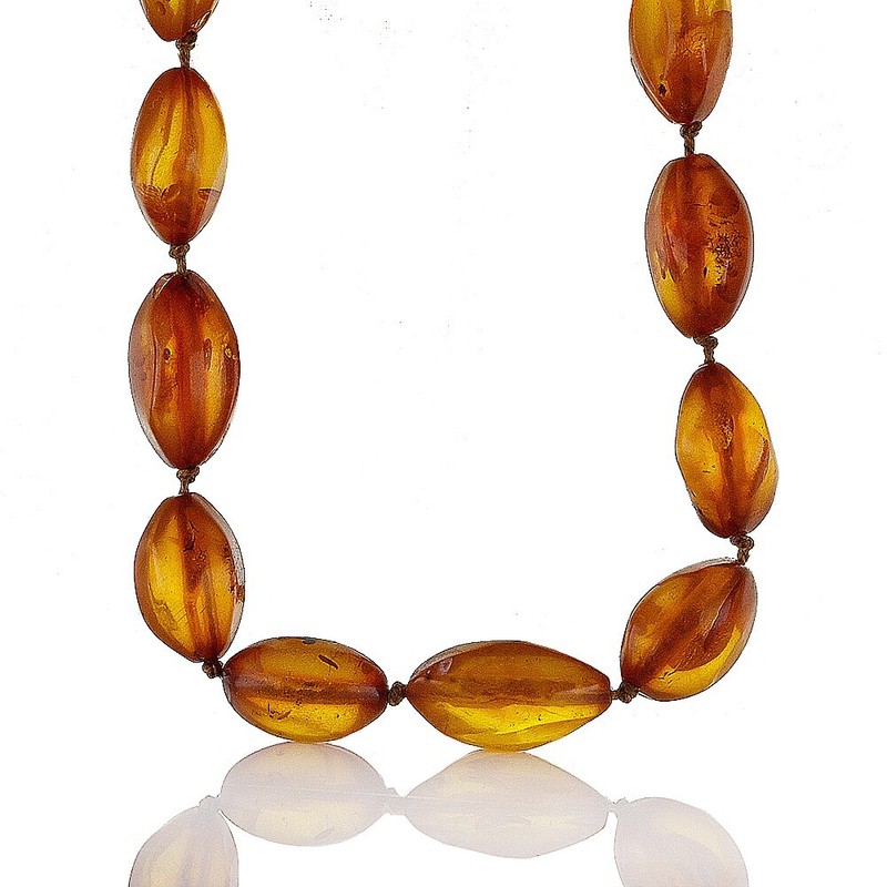 Collier Antique Art DÃ©Co En Ambre, Collier En Ambres Orange 31,69 G