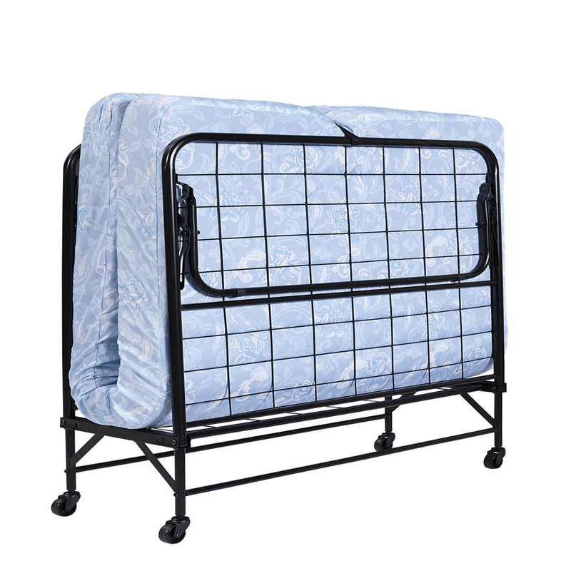 Twin Folding Bed Cot 5" Foam Mattress Guest Roll Away Portable Bi-Fold Sleeper