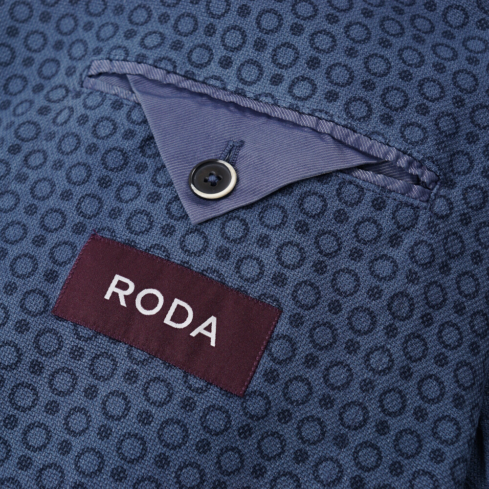 Pre-owned Roda $950  Extra-slim Slate Blue Printed Cotton Sport Coat 42 (eu 52)