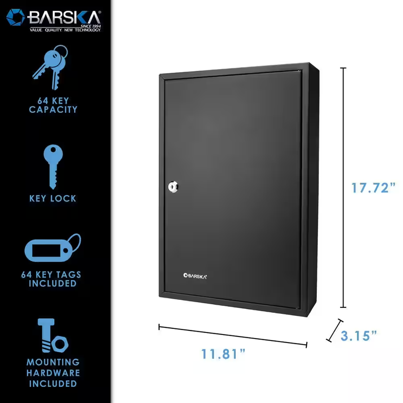 64 Key Storage Cabinet Lock Box Safe Organizer Holder Wall Mount Car Dealership