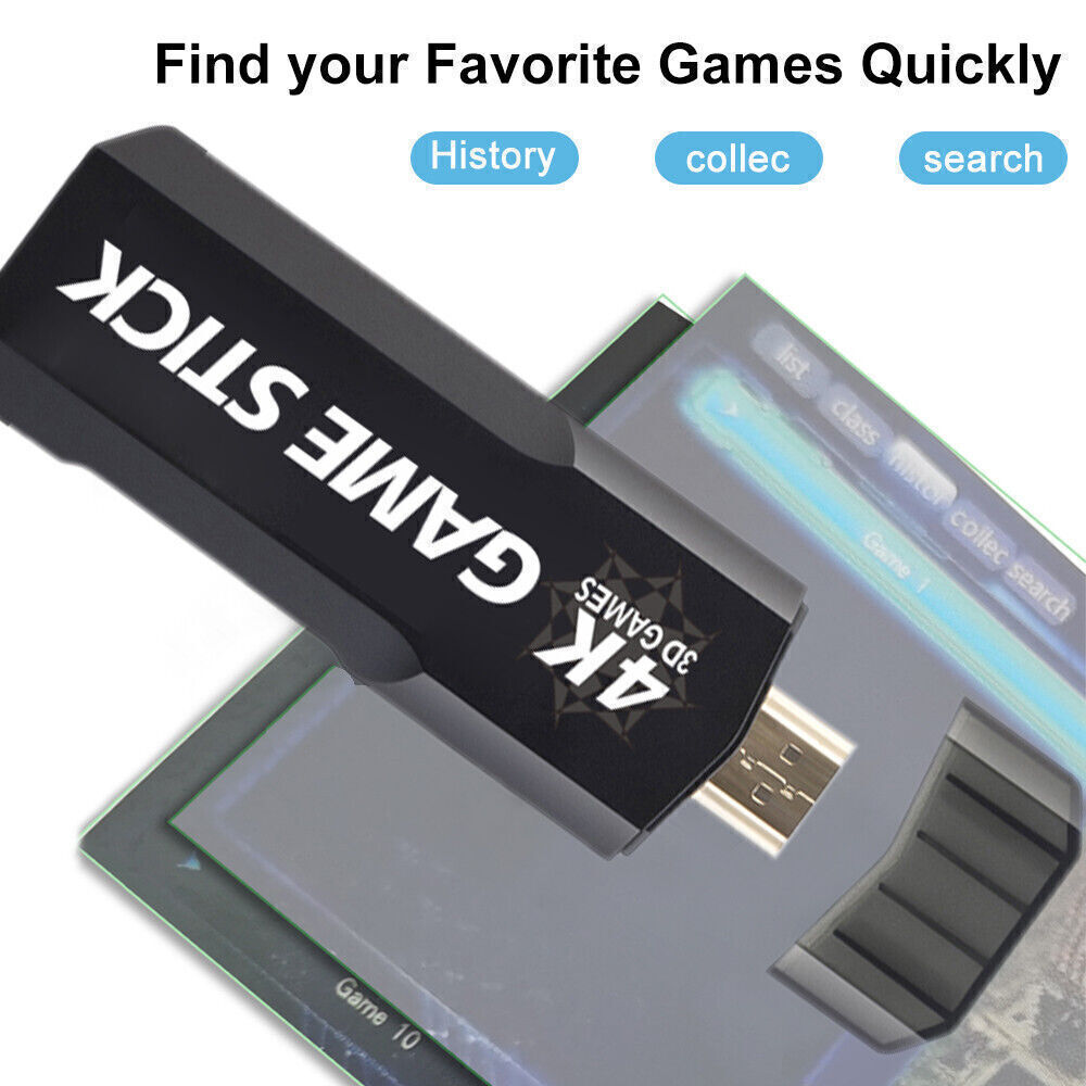 HDMI TV 4K Game Stick 128G 40000+ Games Video Game Console w/2*Wireless Gamepads