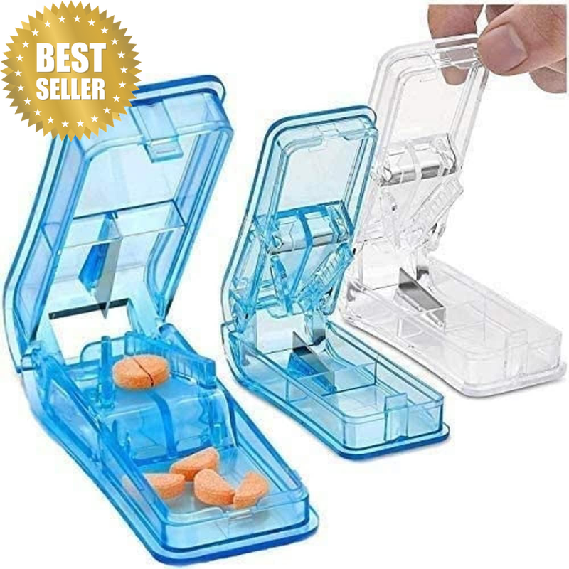 Pill Cutter - (Pack of 3) - V- Grip Pill Crusher and Cutter for Vitamins, Big &