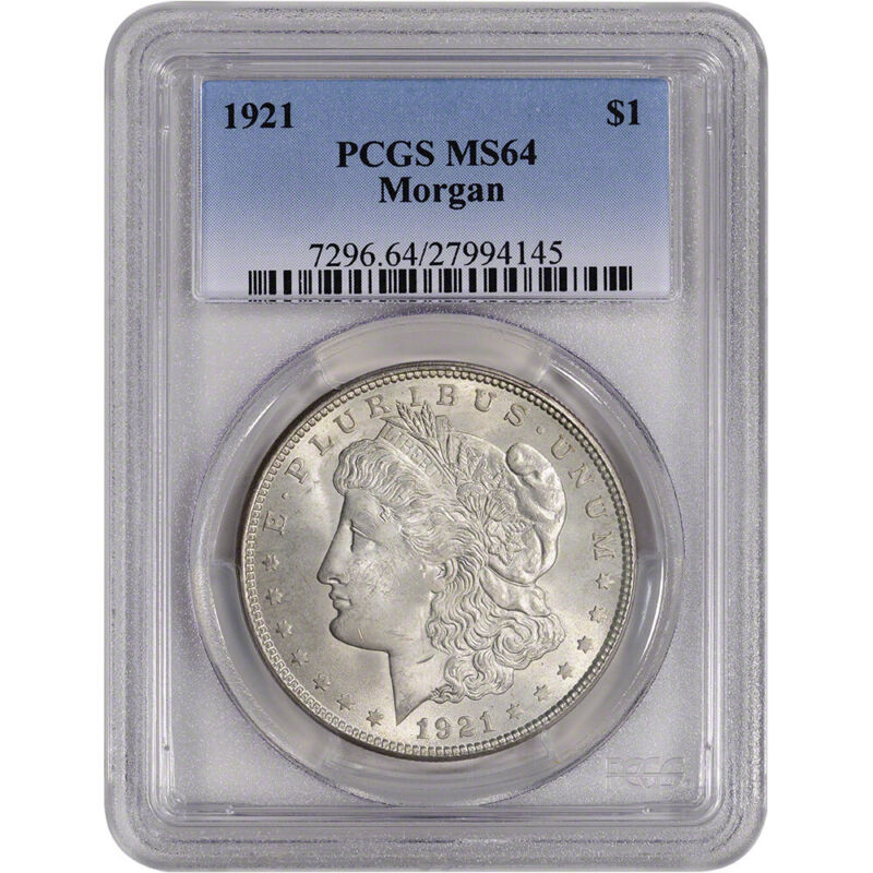 1921 US Morgan Silver Dollar $1 - PCGS MS64