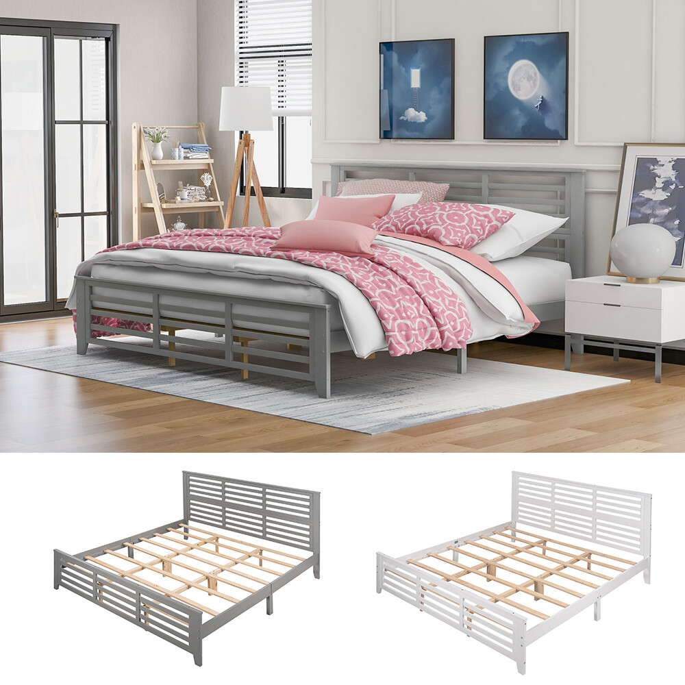 Pine Wood+mdf With Headboard White /gray Us
