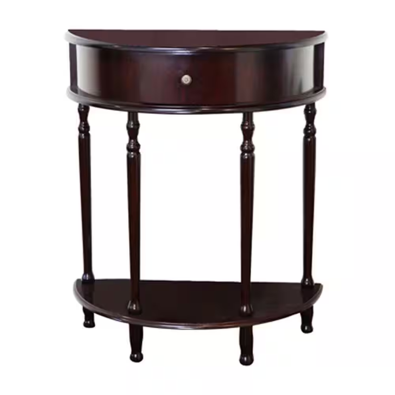 Entryway Hall Console Table Storage Drawer Lower Shelf Espresso Wood Accent