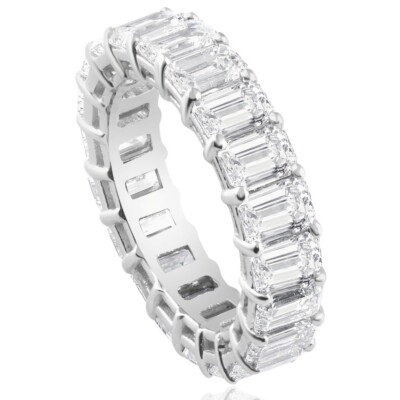 6Ct Emerald Cut Diamond Eternity Ring Lab Grown 14k White or Yellow Gold