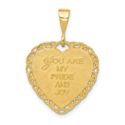 Pre-owned Superdealsforeverything Real 14kt Yellow Gold Reversible For My Daughter Heart Charm