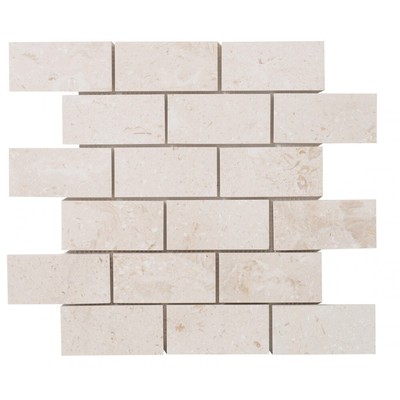 Shell Stone 2''x4'' Brick Pattern 12''x12'' Limestone Mosaic Tile (10 sqft per box)