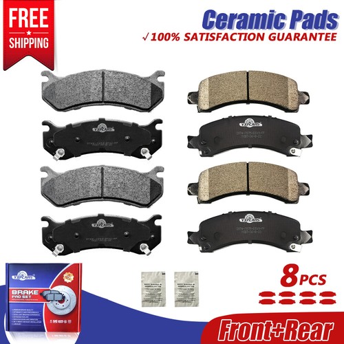 Front + Rear Ceramic Disc Brake Pads For Chevy Express Suburban 1500 GMC Yukon