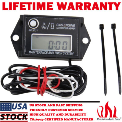 Waterproof Digital Tiny Tachometer Tach Hour Meter Job Timer Resettable Briggs