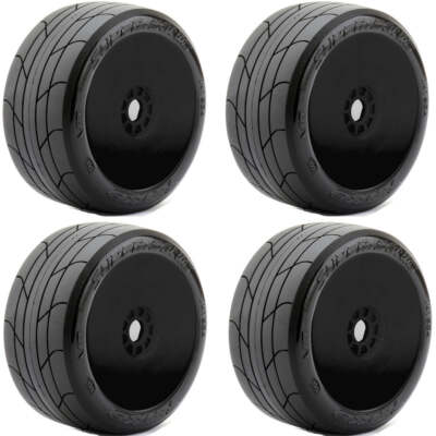 Powerhobby 1/8 Buggy Super Sonic Belted Tires Mounted on Black Dish Wheels (4)