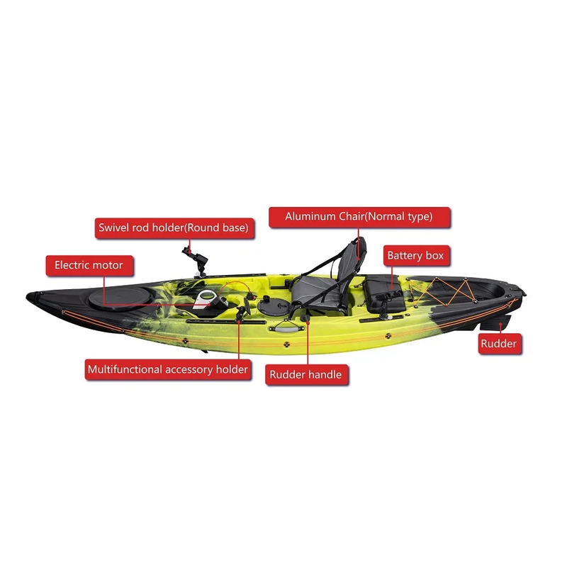 12FT 3.6Meter Single Fishing Kayak Sit on Top Electric Motor and Pedal Kayak Pic