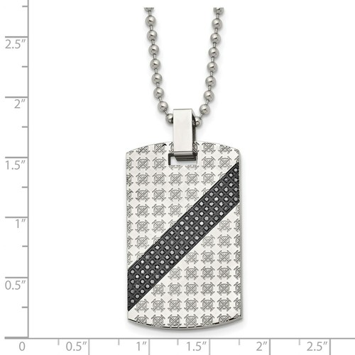Pre-owned Chisel Stainless Steel Polished 1/2ct Tw. Diamond Dog Tag Necklace In Silver