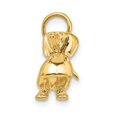 Pre-owned Skyjewelers Real 14kt Yellow Gold 3d Dachshund Dog Charm