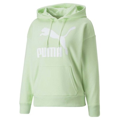 Puma Classics Logo Pullover Hoodie Plus Женская зеленая повседневная верхняя одежда 53186232