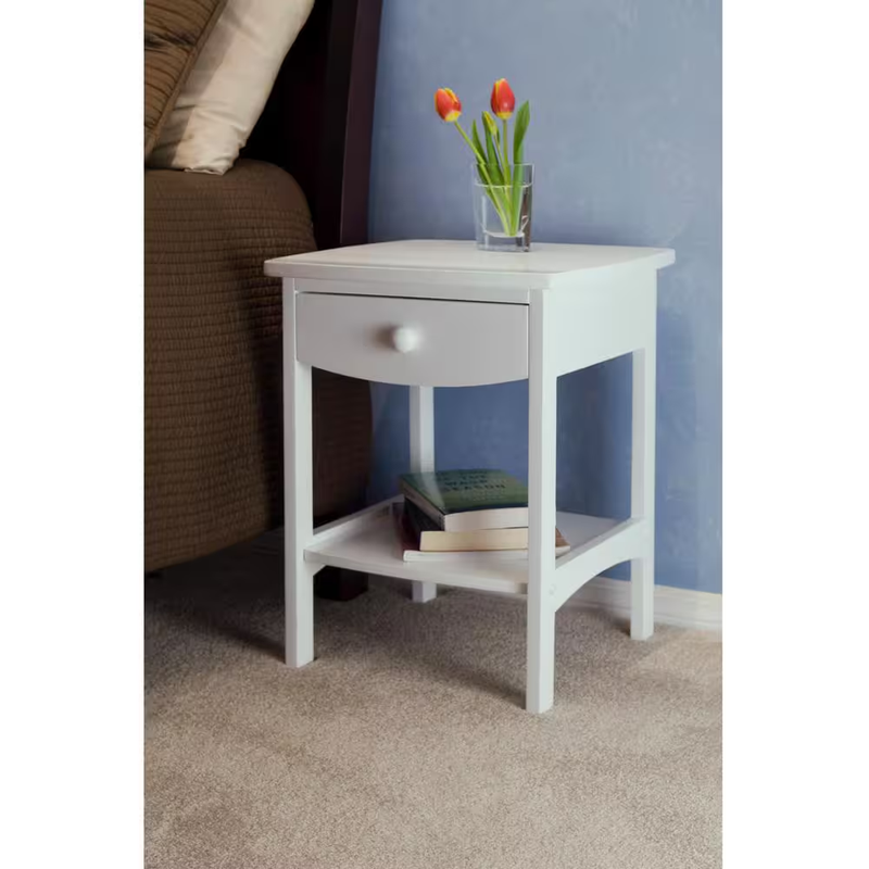 Wood End Table White Side Table With Drawer Square Living Room Table