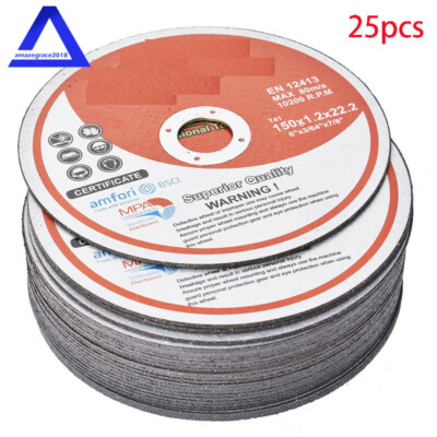 25 Pack 6''x.045''x7/8'' Cut-off Wheel - Metal & Stainless Steel Cutting Discs
