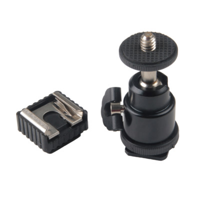 eTone 1/4 Mini Tripod Ball Head Hot Shoe With SC-6 Flash Hot Cold Mount Adapter