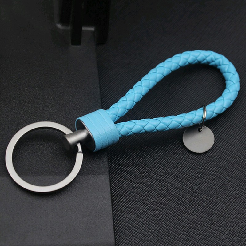 Car Keychain Key Chain Ring Leather Rope Strap Weave Keyring Key Fob 11 Colors