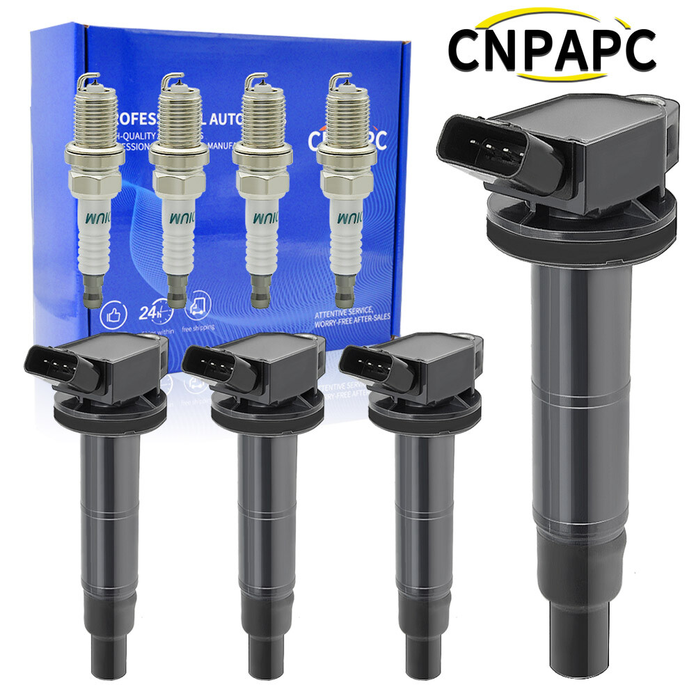 OEM UF333 4x Ignition Coil & 4x Iridium Spark Plug For 2002-11 Toyota Camry 2.4L