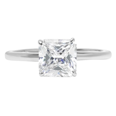 Pre-owned Pucci 2.1ct Asscher Simulated Diamond Solitaire Engagement Promise Ring 14k White Gold In White/colorless