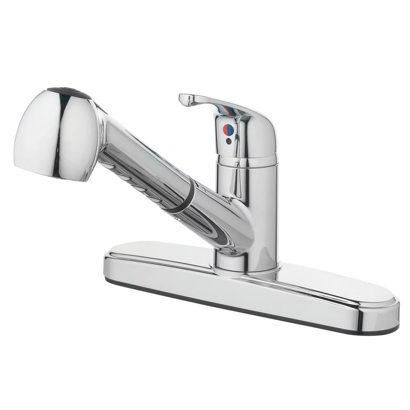 Mainstays Single Handle Kitchen Sink Faucet with Pull-Out Sprayer and Chrome Fin