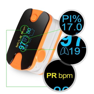 Portable OLED Finger Pulse Oximeter 4 Parameter Waveform Monitor