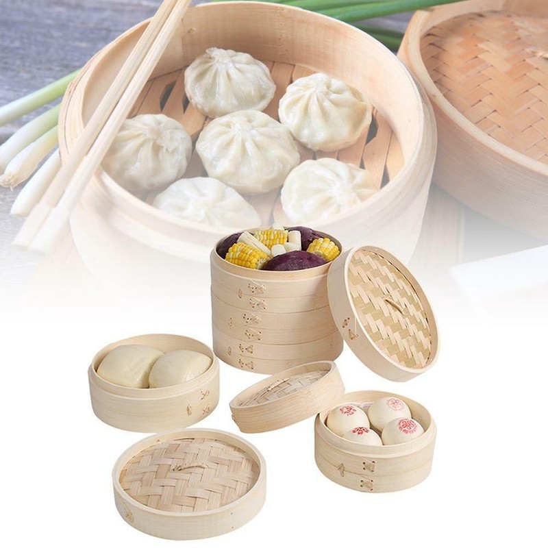 10/15/20cm Chinese Dumplings Bamboo Steamer Cooker with Lid Dimsum eBay