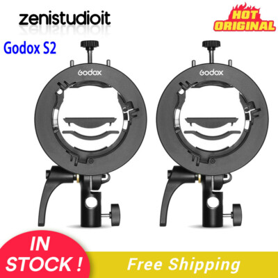 US 2Pcs Godox S2 Bowens Flash Bracket Holder For V1 AD100Pro AD200Pro AD400Pro