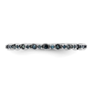 Pre-owned Diamond2deal 14k White Gold 1/10 Carat Blue Diamond Band Ring Fine Jewelry
