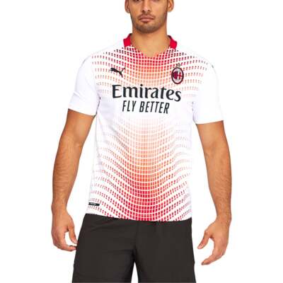 

Реплика мужского футбольного джерси Puma Acm Away с V-образным вырезом и коротким рукавом, белый 757278-02, Puma Acm Away V Neck Short Sleeve Soccer Jersey Replica