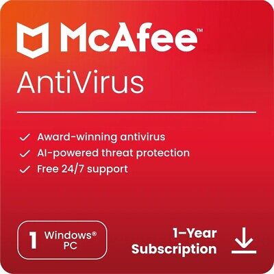 McAfee Antivirus 2024 - 1 PC 1 Year GLOBAL Key - No CD