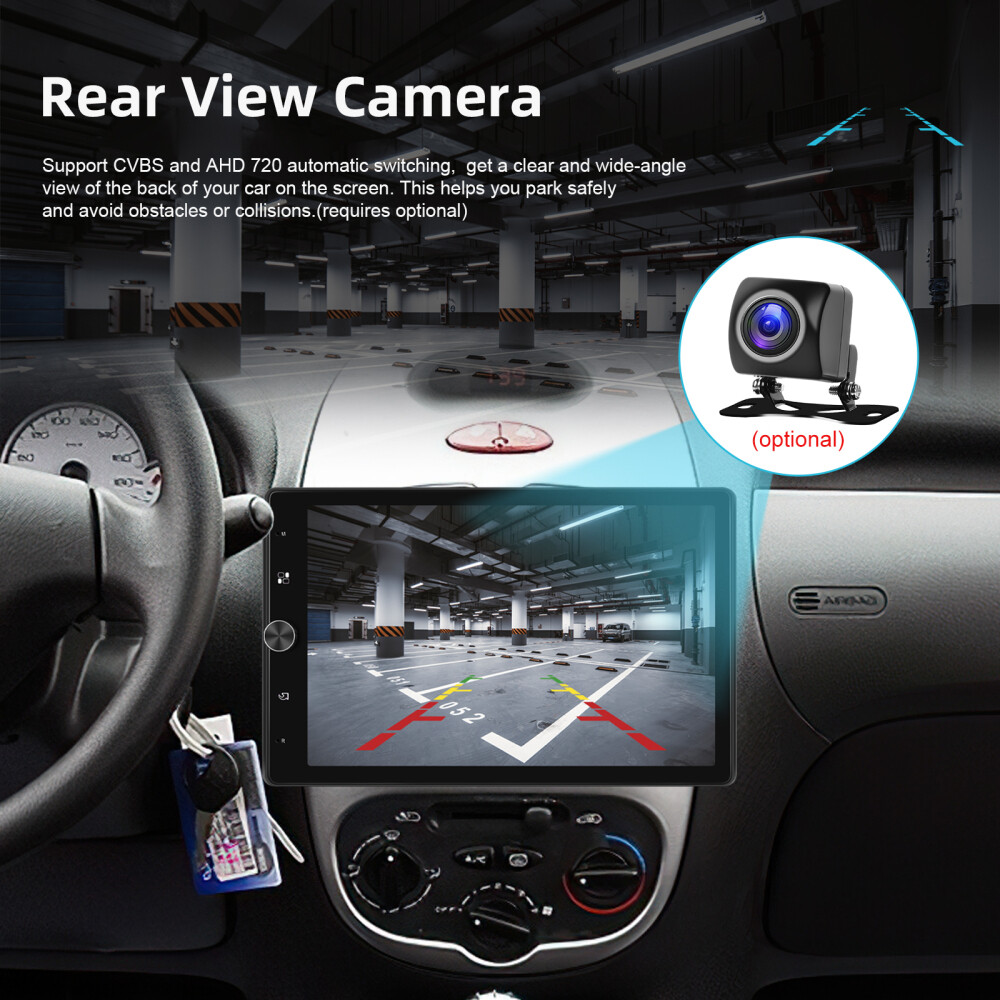 Single 1 DIN Rotatable 10.4" Touch Screen Car Stereo Radio GPS Carplay WIFI BT