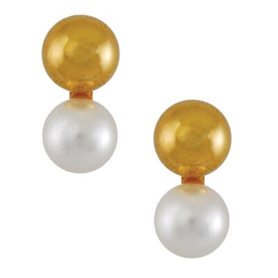 Studex Sensitive 5mm Gold Plated Ball and White Faux Pearl Drop Stud Earrings
