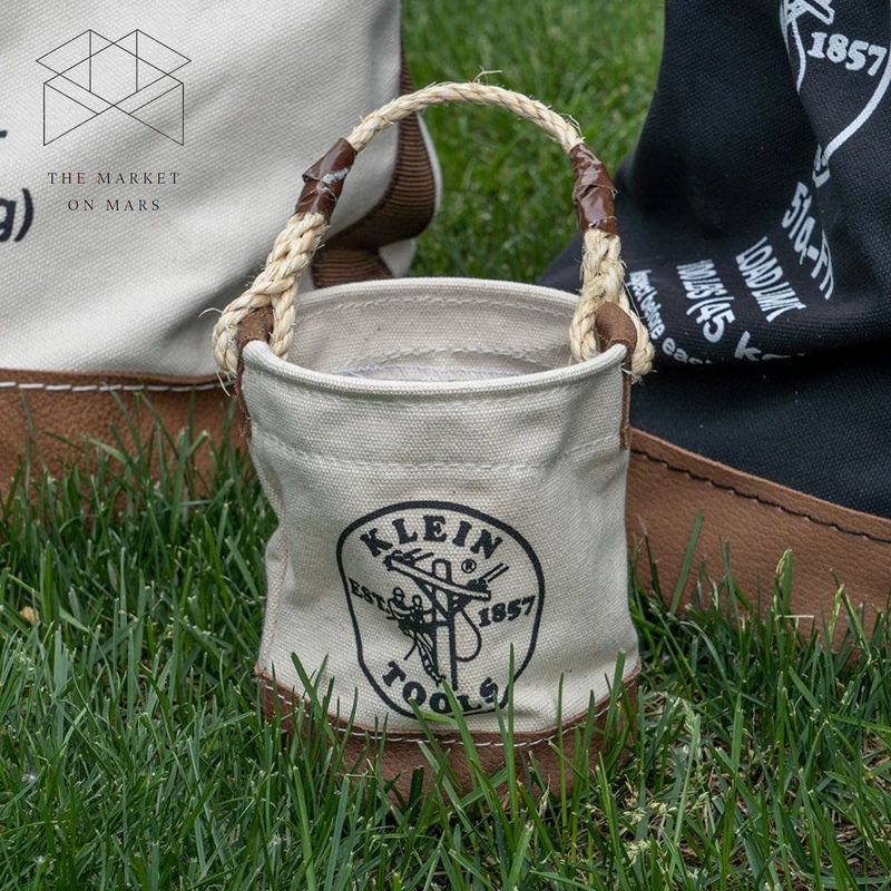 Tool Bucket Mini Small Parts Bag Heavy Duty Natural Canvas & Leather Bottom 🎯🎯