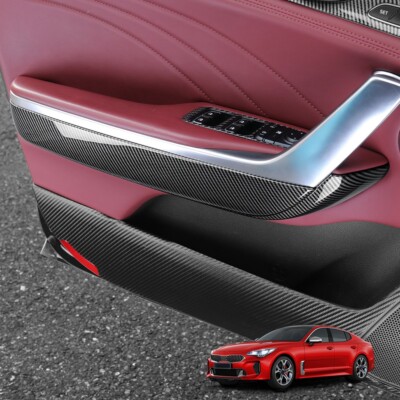 4pcs Carbon Interior Door Armrest Panel Cover Trim For Kia Stinger Accessories