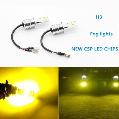 Super Bright H3 CSP LED Fog Light Bulbs Conversion Kit 55W 6000LM 3000K (Best Rear Bike Light For Daytime)