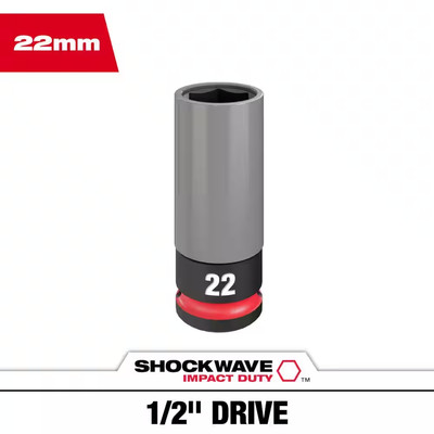 Milwaukee 22 Mm. Lug Nut Impact Socket Metric 1/2 In. Drive Chrome (1-Pack)