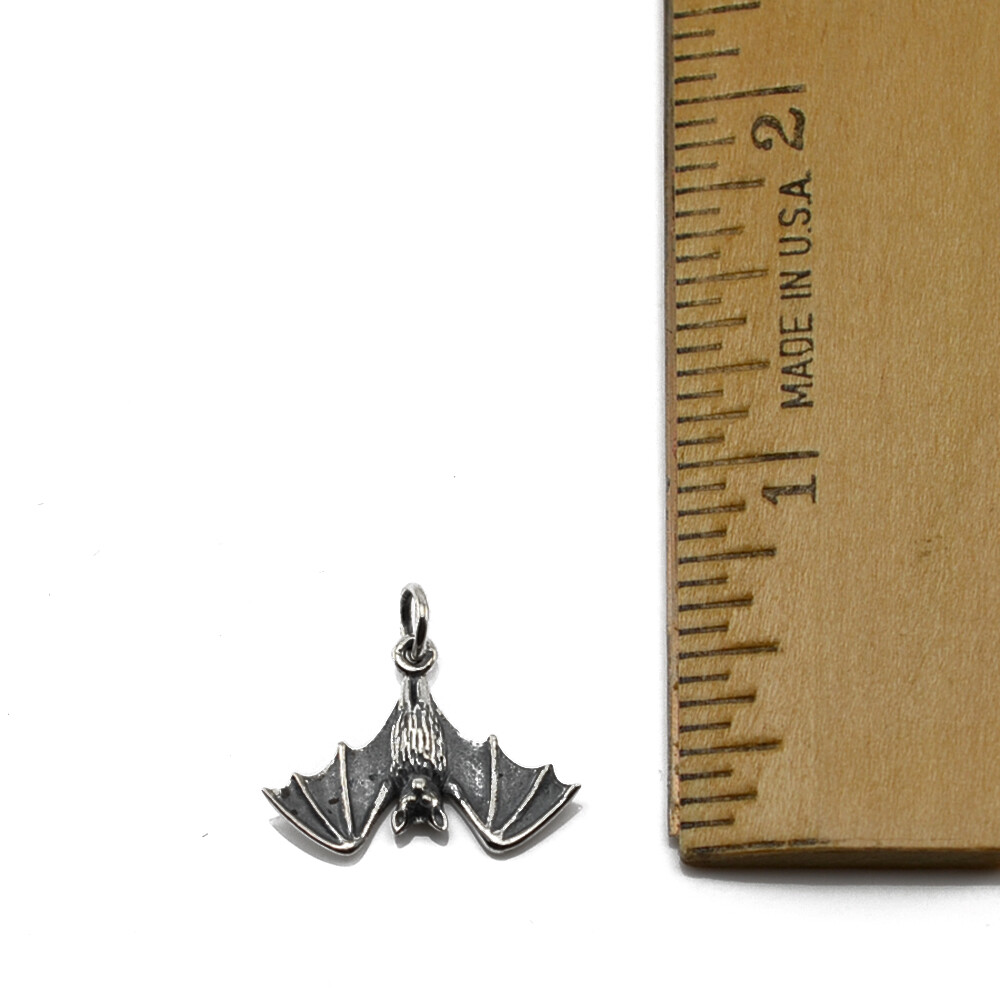 Hanging Bat Charm Pendant Necklace-925 Sterling Silver #C66